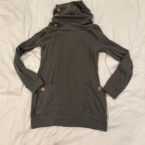 Cozy Gray Button-Detail Sweater